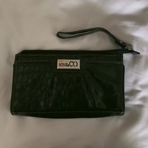 Black formal leather handbag